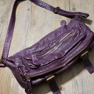 Purple vegan leather convertible shoulder bag